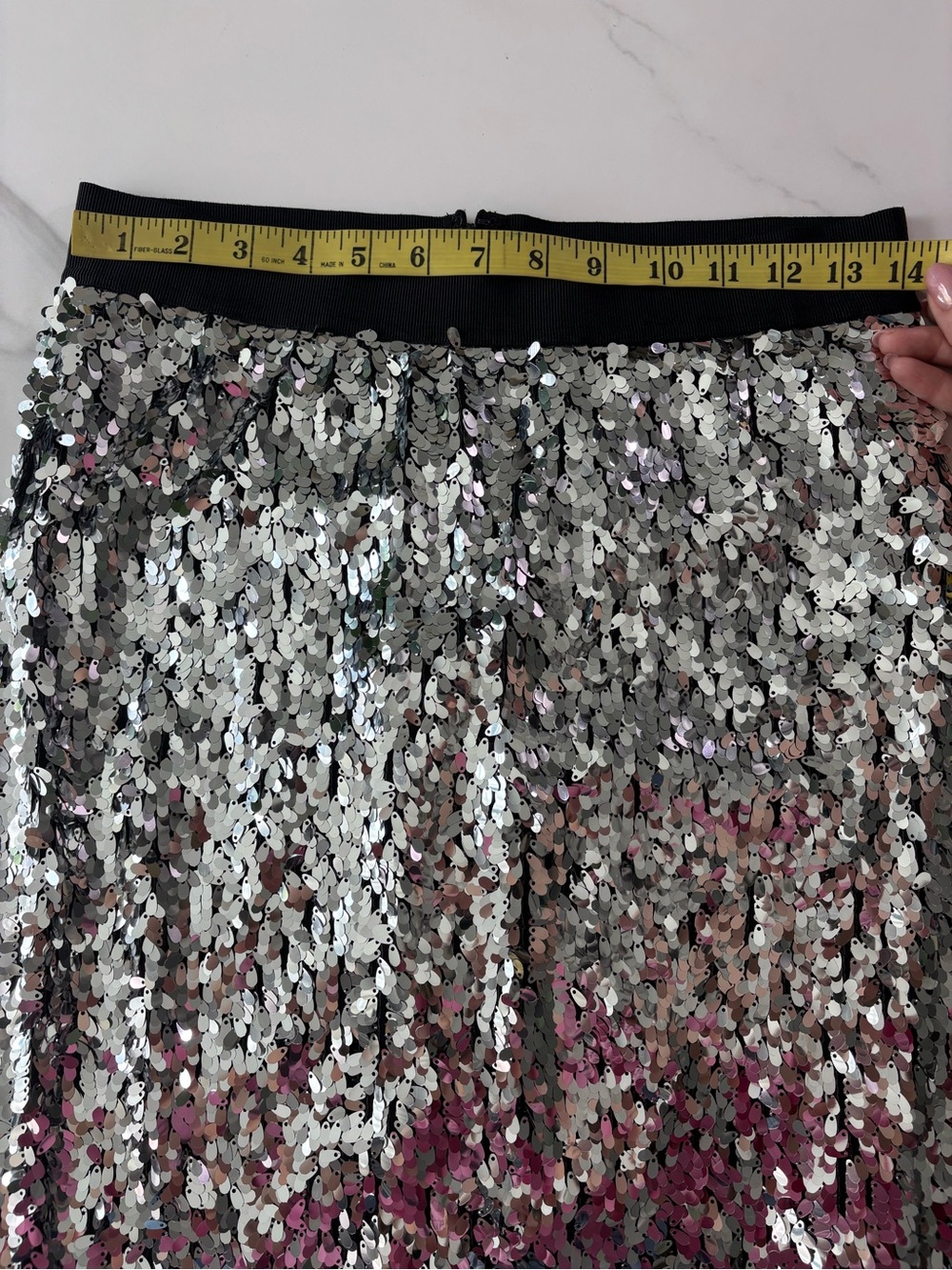 Vince Camuto Silver Sequin Skirt Sz S - Picture 9 of 10